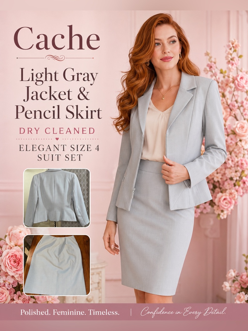 Dry, cleaned pencil skirt /jacket light gray sz 4 ( paid $20 for dry cleaning